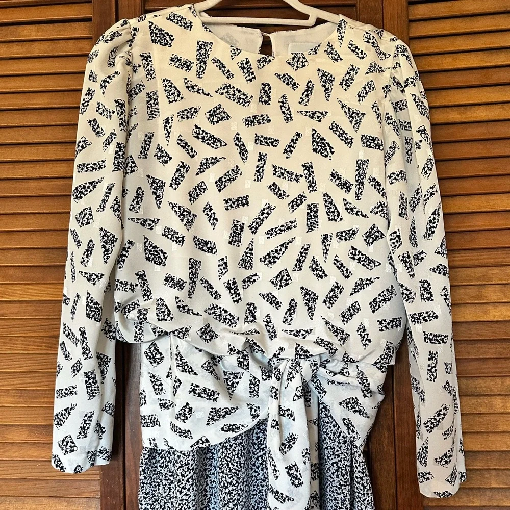 1980s vintage Toni Todd navy and white secretary dress size 10.
